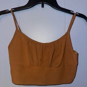 Brown Ruched Crop Camisole Tank Top